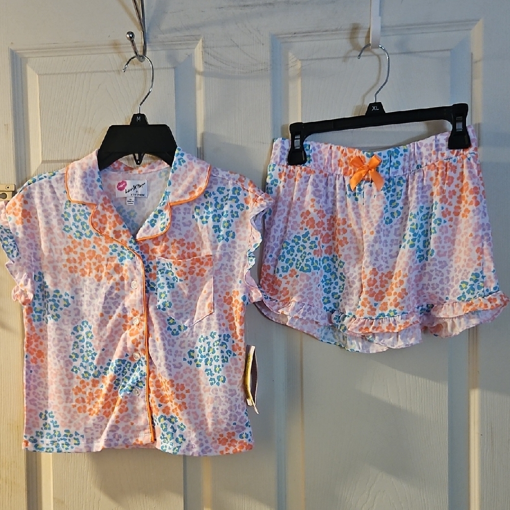 LUV BETSEY BY BETSEY JOHNSON GIRLS TWO PIECE PJ SET: ANIMAL PRINT: NWT: SZ 7/8